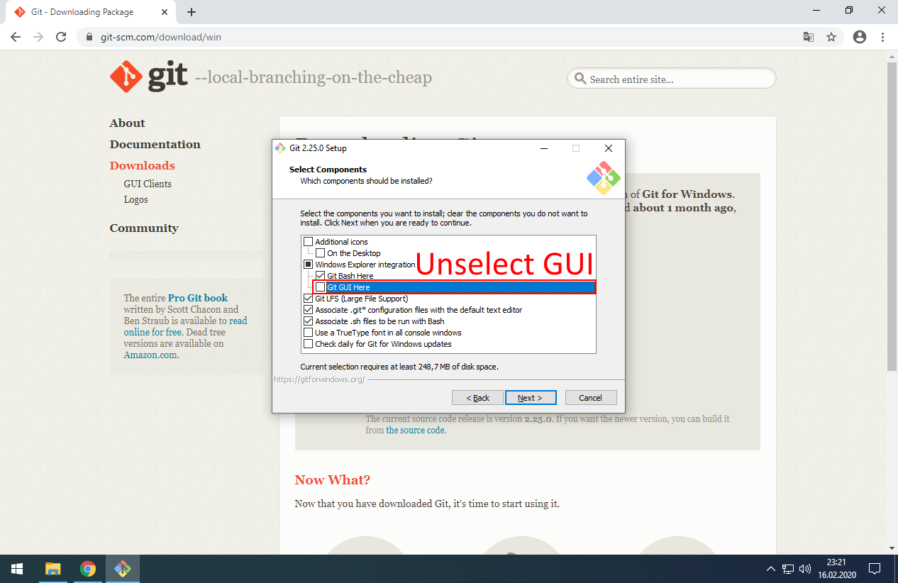 Unselect GUI option. It's useless. You will have better Git GUI in IDEA.