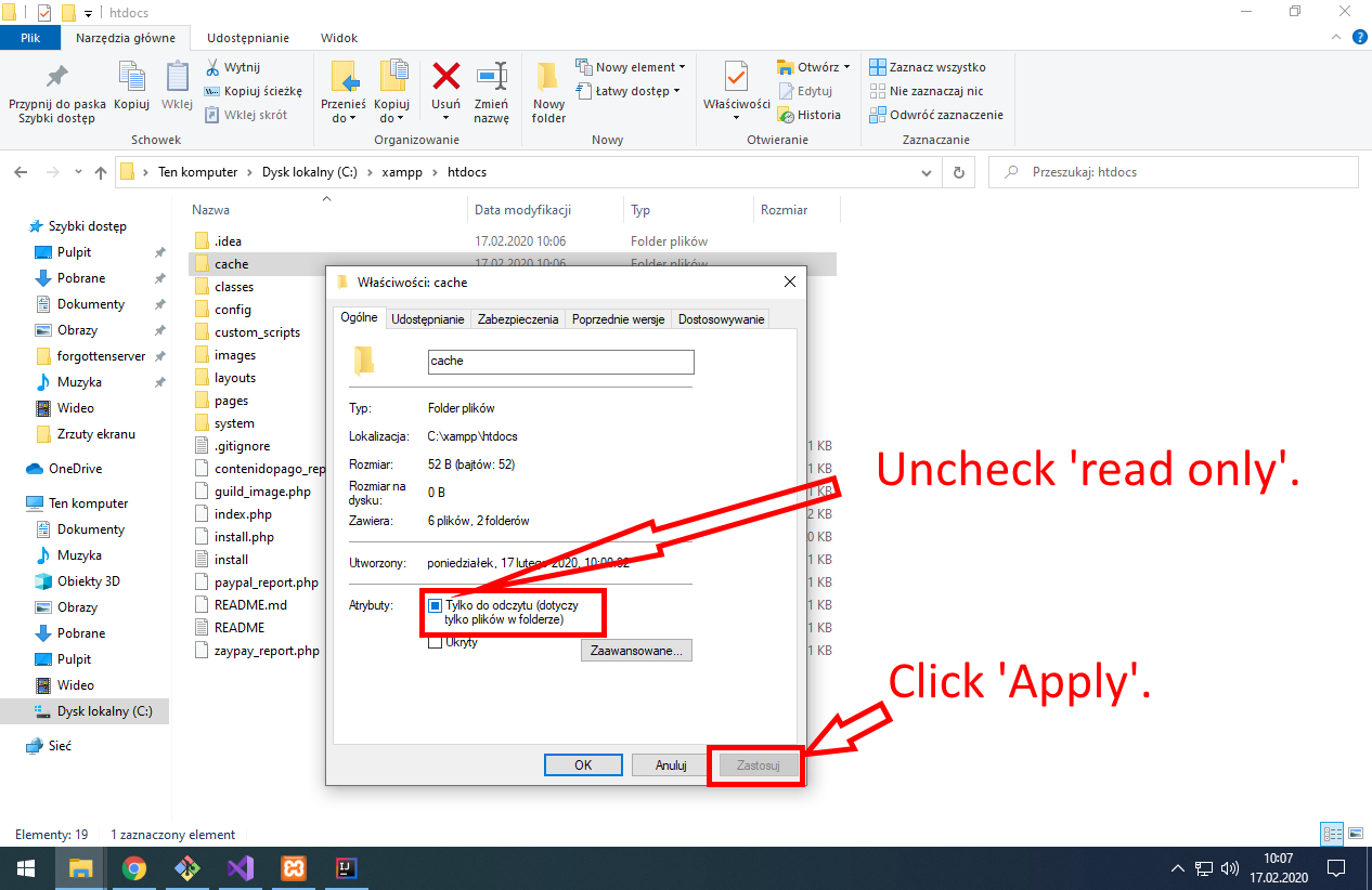 When it asks about 'To all files and sub-directories' click Yes.